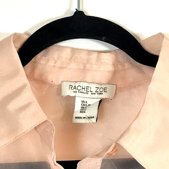 NWOT Rachel Zoe Pink Sheer Short Sleeve Button Down Cropped Blouse - Picture 5 of 6